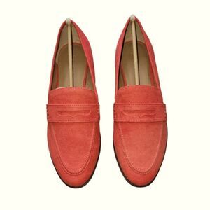 NWT LOFT Warm Coral Brushed Suede Penny Loafer - Size 7.5
